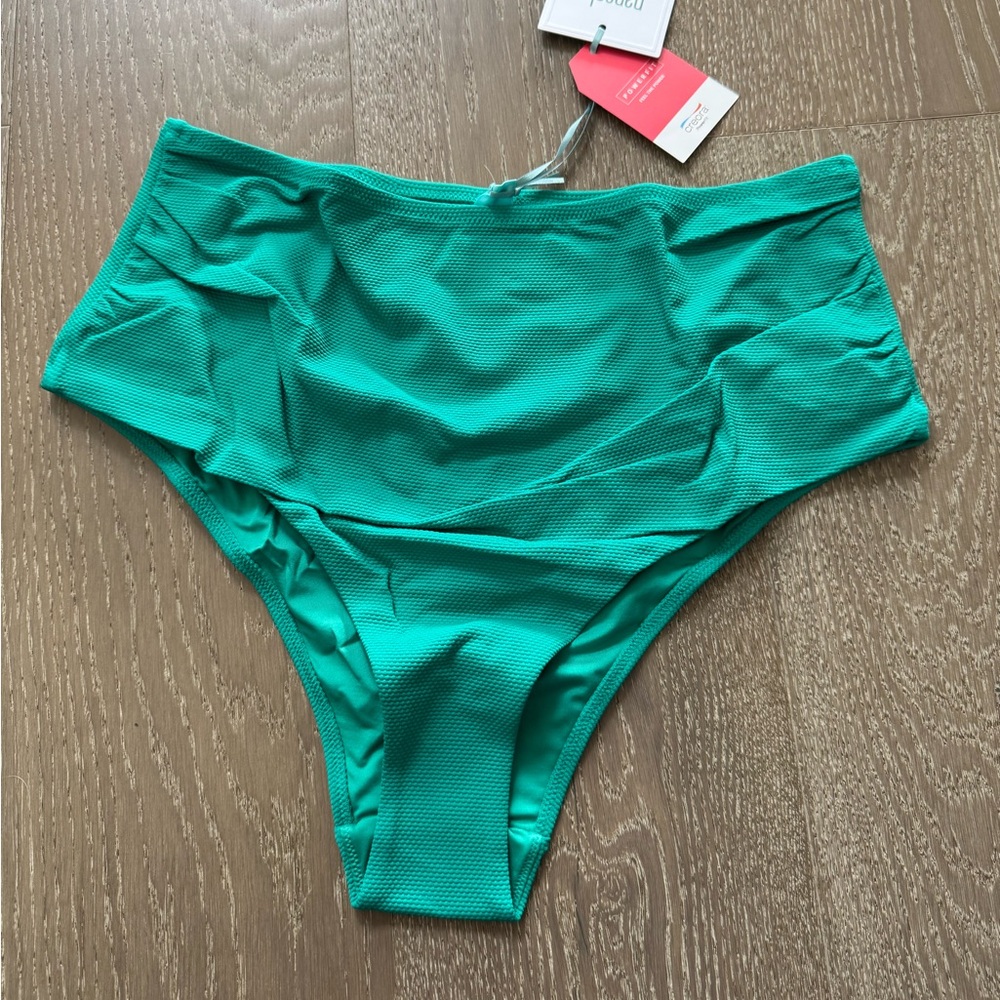 Panache Spirit High-Waist Green Textured Bikini Bottom